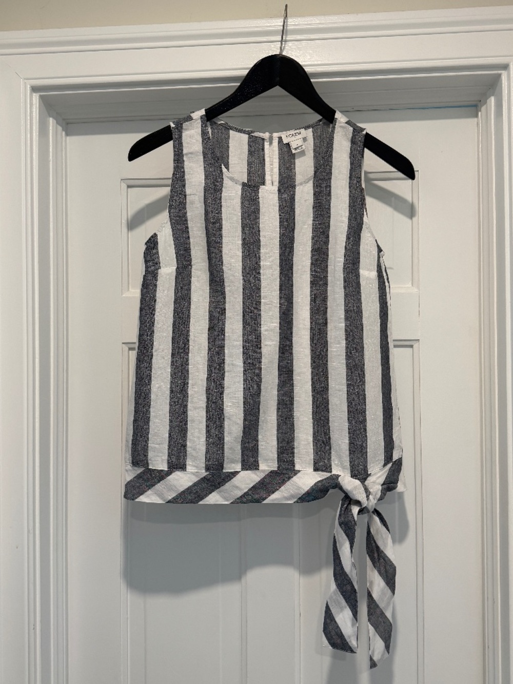 Grey and White Linen Top